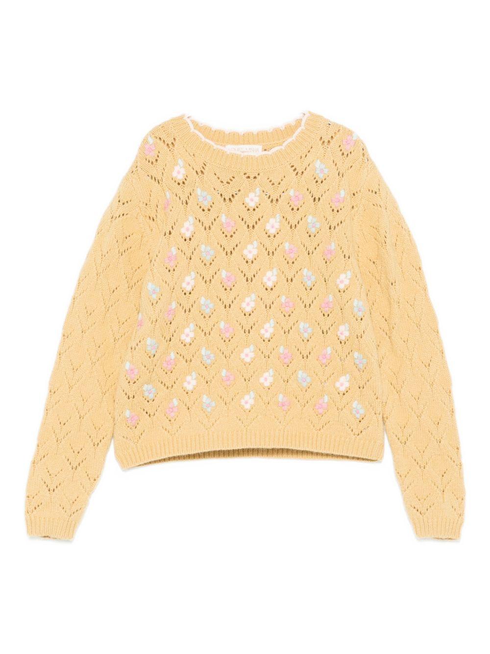 Maglione per bambina Louise Misha giallo con ricamo floreale - Rubino Kids