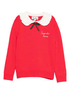 Maglione per bambina MC2 Saint Barth Kids rosso natalizio con dettaglio fiocco verde - Rubino Kids