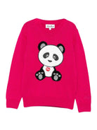 Maglione per bambina MC2 Saint Barth Kids x Trudi fucsia con Panda ricamato sul davanti - Rubino Kids