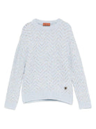 Maglione per bambina Missoni Kids azzurro a chevron con paillettes - Rubino Kids