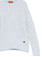Maglione per bambina Missoni Kids azzurro a chevron con paillettes - Rubino Kids
