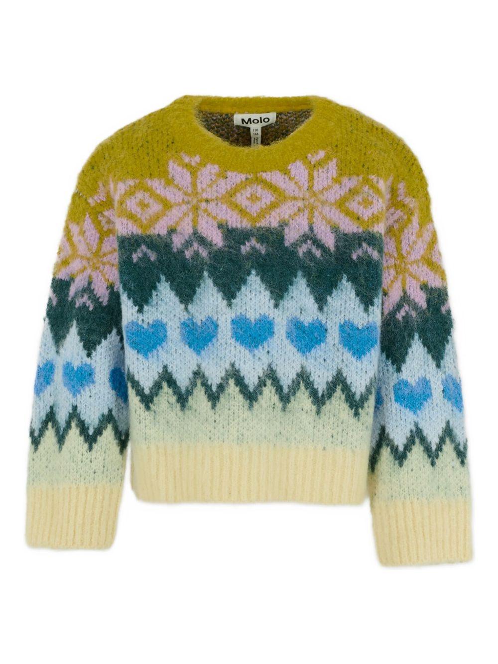 Maglione per bambina Molo multicolore con motivo a fiocco di neve e cuore - Rubino Kids