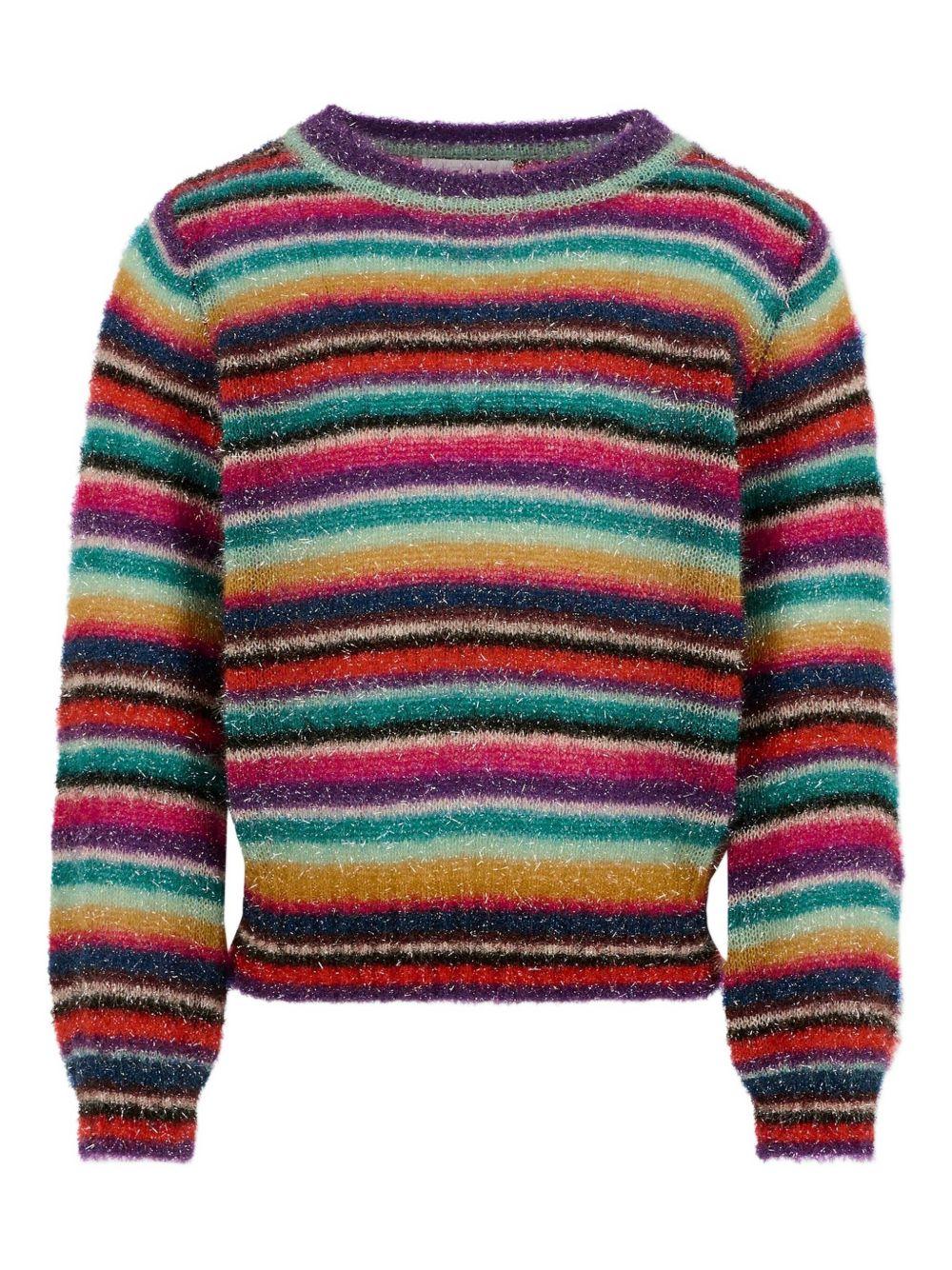 Maglione per bambina Molo multicolore con strisce orizzontali glitterate - Rubino Kids