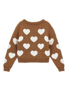 Maglione per bambina Monnalisa marrone con motivo a cuori - Rubino Kids