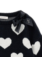 Maglione per bambina Monnalisa nero con motivo a cuori - Rubino Kids