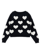Maglione per bambina Monnalisa nero con motivo a cuori - Rubino Kids