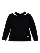 Maglione per bambina Monnalisa nero con scollo all'americana - Rubino Kids