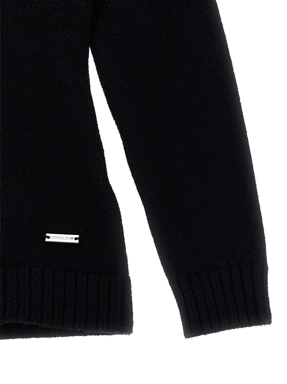 Maglione per bambina Monnalisa nero con scollo all'americana - Rubino Kids