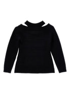Maglione per bambina Monnalisa nero con scollo all'americana - Rubino Kids