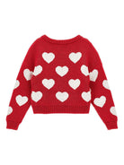 Maglione per bambina Monnalisa rosso con motivo a cuori - Rubino Kids