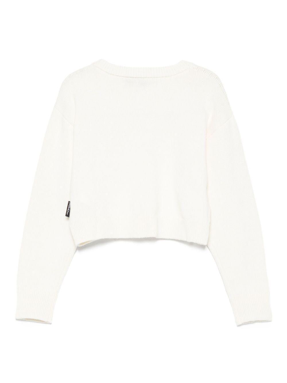 Maglione per bambina Moschino Kids bianco con applicazione Teddy Bear - Rubino Kids