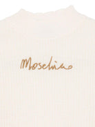 Maglione per bambina Moschino Kids bianco con ricamo logo in oro - Rubino Kids