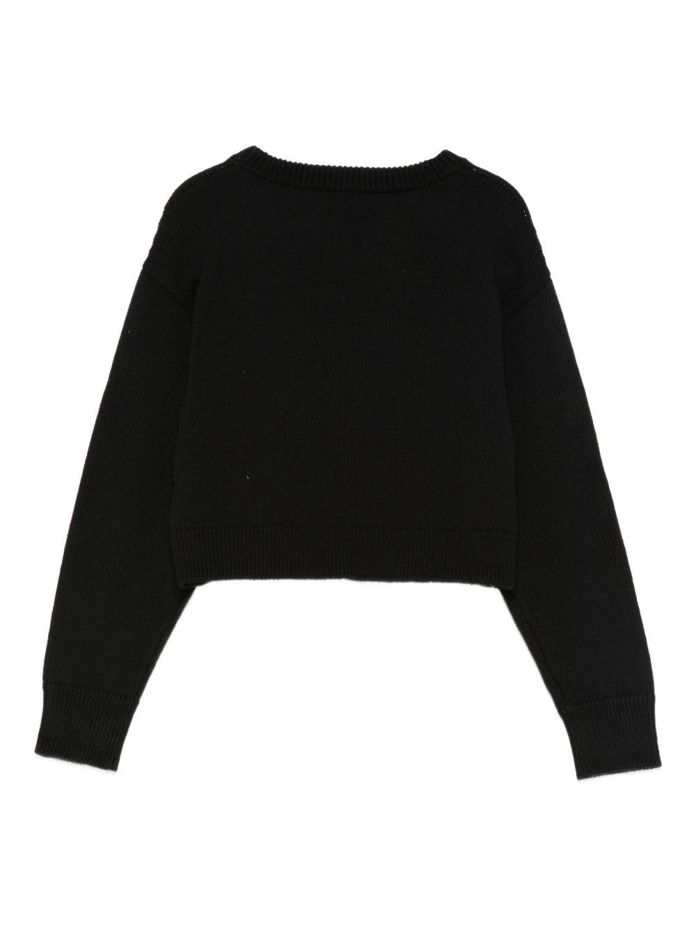 Maglione per bambina Moschino Kids nero con applicazione Teddy - Rubino Kids