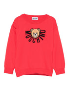 Maglione per bambina Moschino Kids rosso con ricamo Teddy Bear - Rubino Kids