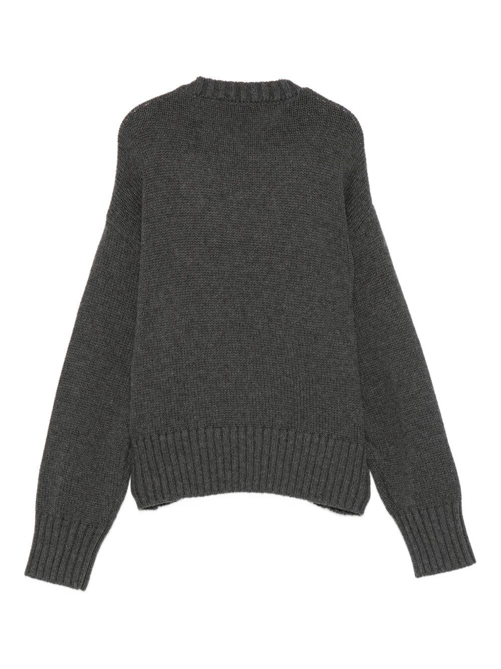 Maglione per bambina MSGM Kids grigio con decorazione occhielli - Rubino Kids