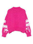 Maglione per bambina Palm Angels Kids fucsia con motivo Palm Tree - Rubino Kids
