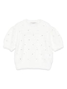 Maglione per bambina Philosophy Di Lorenzo Serafini Kids bianco con decorazione con strass - Rubino Kids