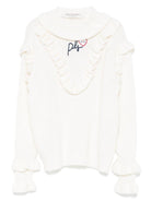 Maglione per bambina Philosophy Di Lorenzo Serafini Kids bianco con ricamo e ruches - Rubino Kids