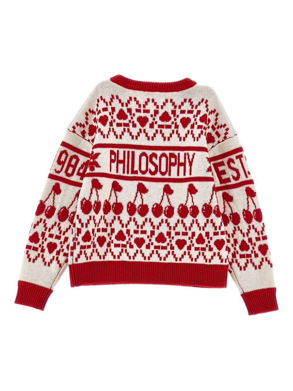 Maglione per bambina Philosophy di Lorenzo Serafini Kids rosso con motivo a ciligie - Rubino Kids