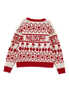 Maglione per bambina Philosophy di Lorenzo Serafini Kids rosso con motivo a ciligie - Rubino Kids