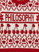 Maglione per bambina Philosophy di Lorenzo Serafini Kids rosso con motivo a ciligie - Rubino Kids