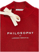 Maglione per bambina Philosophy Di Lorenzo Serafini Kids rosso con ruches - Rubino Kids