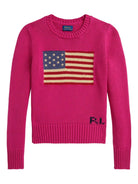 Maglione per bambina Polo Ralph Lauren Kids fucsia con motivo a bandiera - Rubino Kids