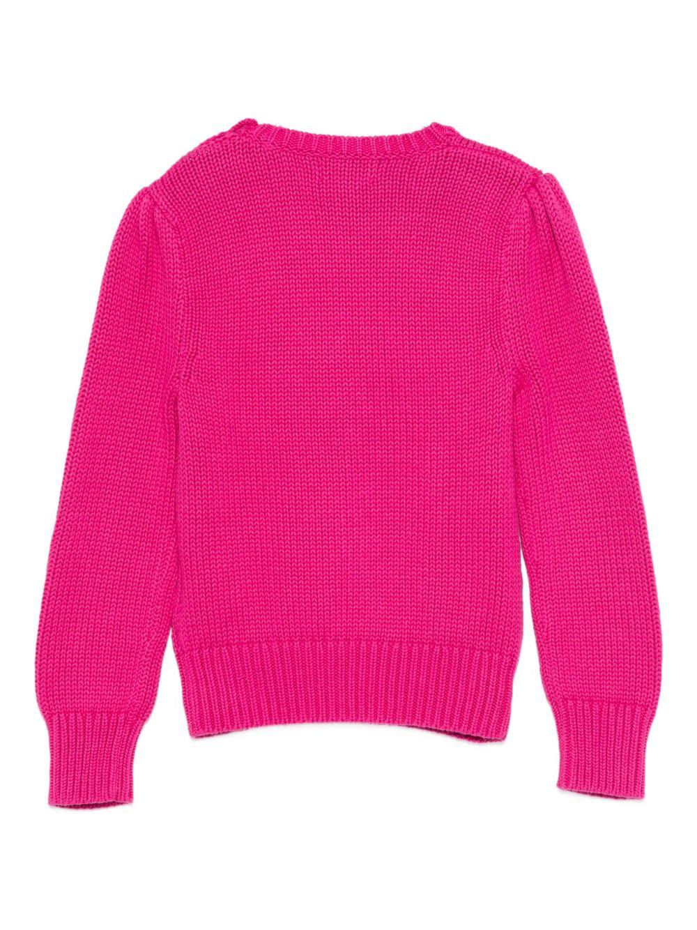 Maglione per bambina Polo Ralph Lauren Kids fucsia con motivo a bandiera - Rubino Kids