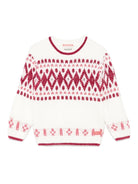 Maglione per bambina Scotch e soda fair isle bianco con decorazioni in cristallo - Rubino Kids