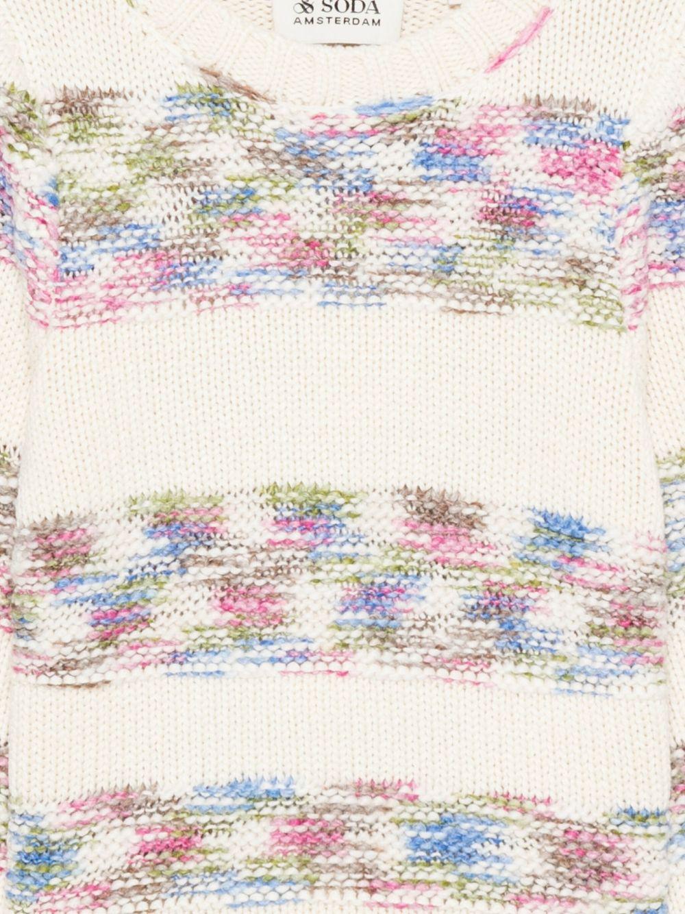 Maglione per bambina Scotch & Soda Kids bianco con dettagli a righe multicolore - Rubino Kids