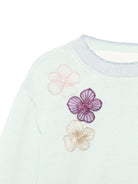 Maglione per bambina Simonetta azzurro con applicazioni floreali - Rubino Kids