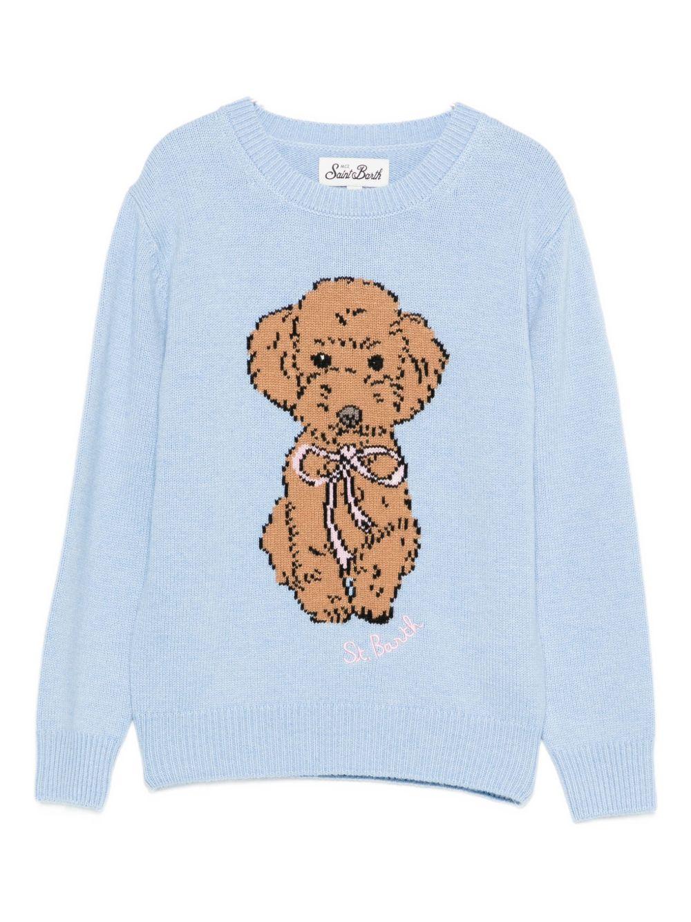 Maglione per bambini MC2 Saint Barth Kids azzurro con ricamo cagnolino - Rubino Kids