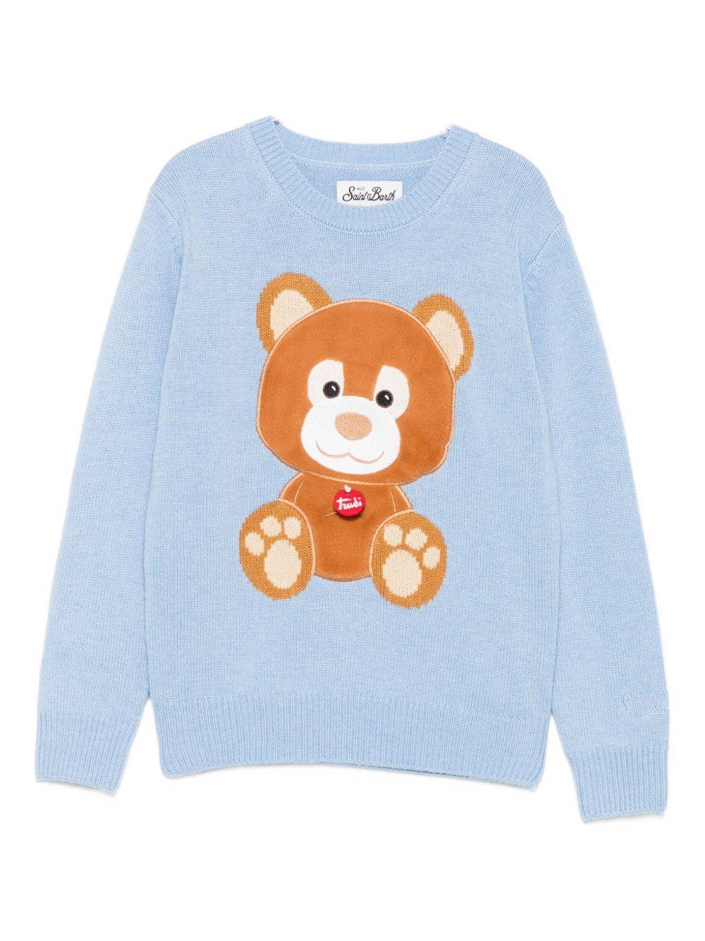 Maglione per bambini MC2 Saint Barth Kids x Trudi azzurro con ricamo Orsetto sul davanti - Rubino Kids