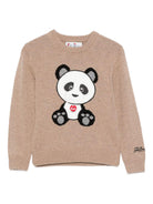 Maglione per bambini MC2 Saint Barth Kids x Trudi beige con ricamo Panda sul davanti - Rubino Kids
