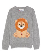 Maglione per bambini MC2 Saint Barth Kids x Trudi grigio con ricamo Leone sul davanti - Rubino Kids