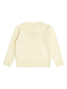 Maglione per bambino Balmain Kids beige con logo a intarsio e girocollo - Rubino Kids
