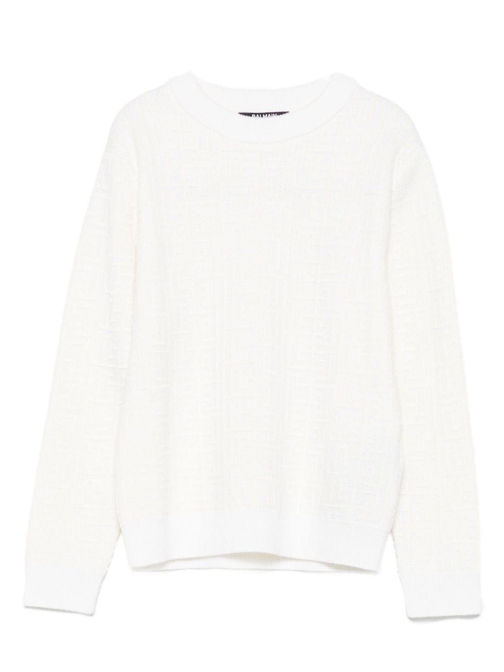 Maglione per bambino Balmain Kids bianco in cotone con trama in rilievo - Rubino Kids