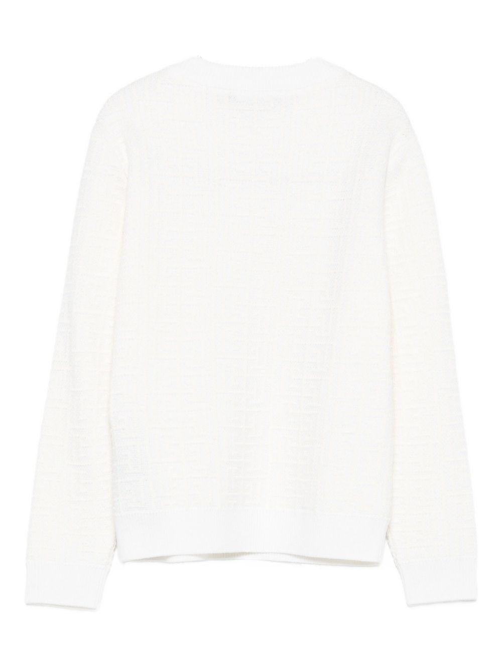 Maglione per bambino Balmain Kids bianco in cotone con trama in rilievo - Rubino Kids
