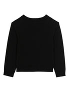 Maglione per bambino Balmain Kids nero con logo a intarsio e girocollo - Rubino Kids