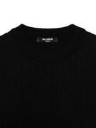 Maglione per bambino Balmain Kids nero in cotone con trama in rilievo - Rubino Kids