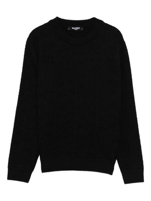 Maglione per bambino Balmain Kids nero in cotone con trama in rilievo