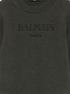 Maglione per bambino Balmain Kids verde con ricamo - Rubino Kids