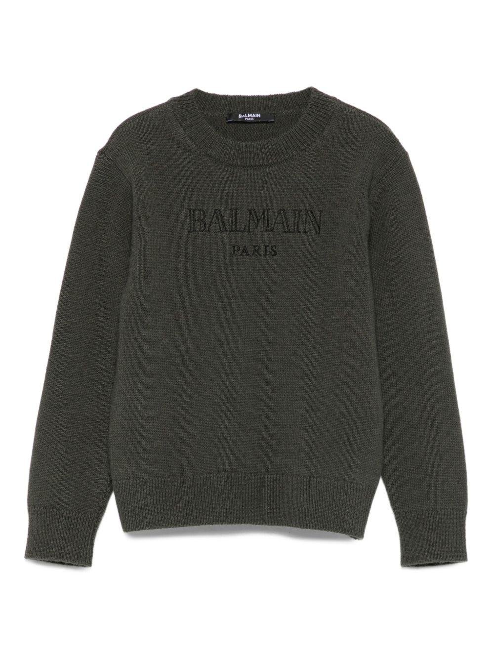 Maglione per bambino Balmain Kids verde con ricamo - Rubino Kids