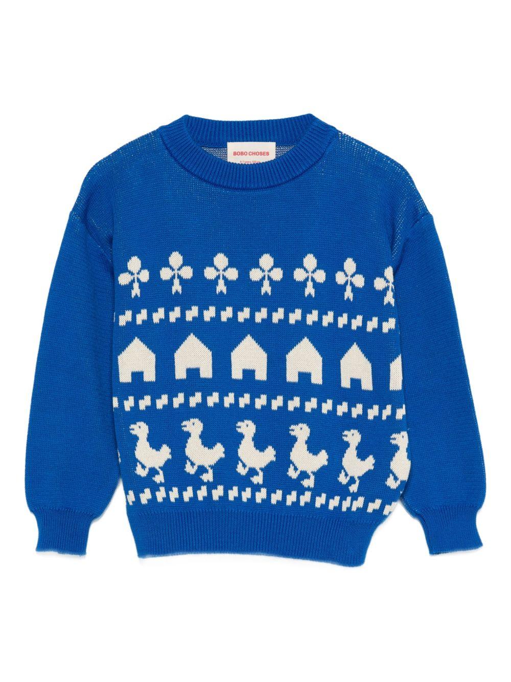 Maglione per bambino Bobo Choses blu con motivo animali da fattoria - Rubino Kids