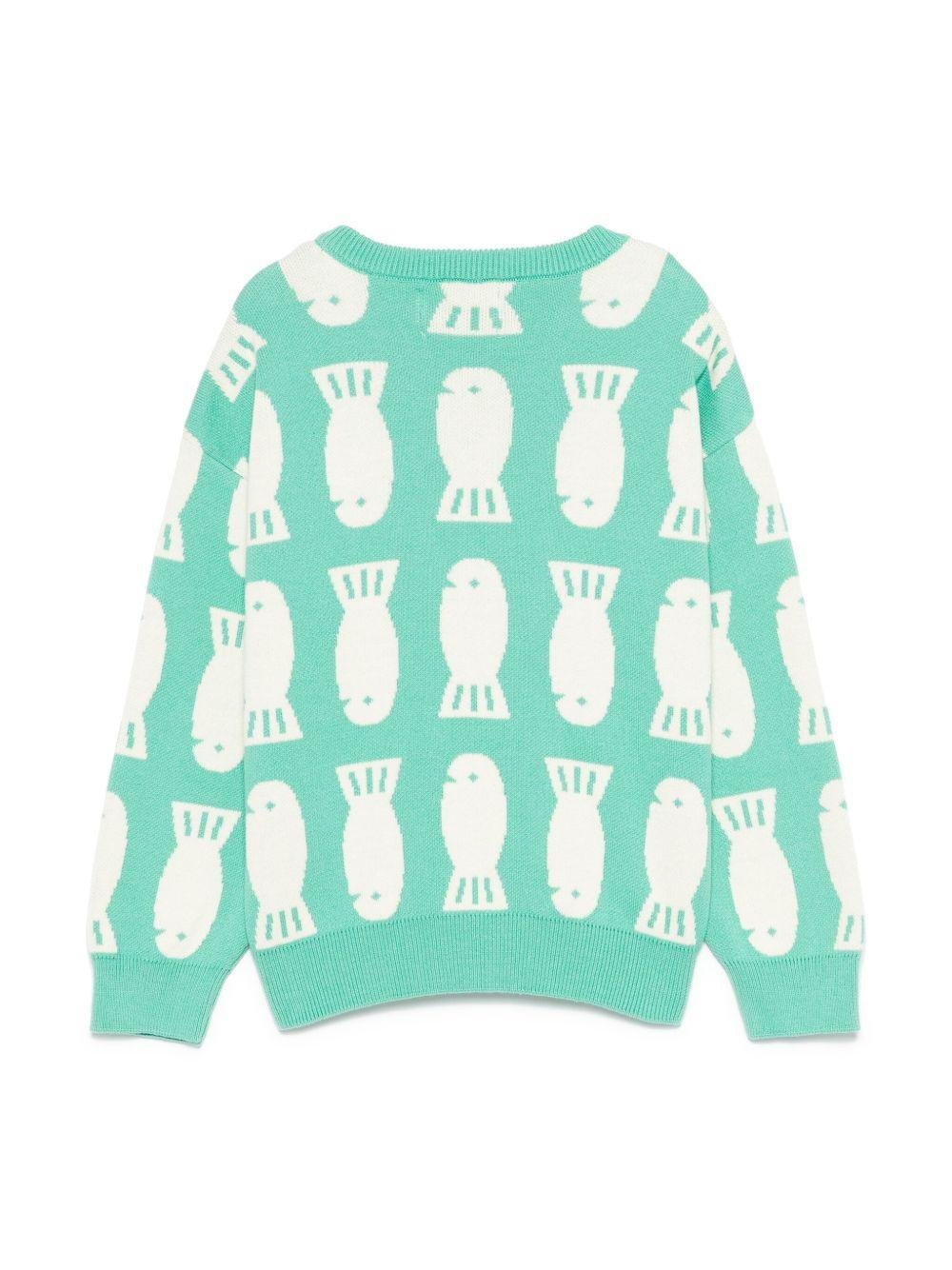 Maglione per bambino Bobo Choses Lucky Fish verde con motivo jacquard - Rubino Kids
