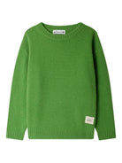 Maglione per bambino Bonpoint Jason verde in lana con applicazione sui gomiti - Rubino Kids