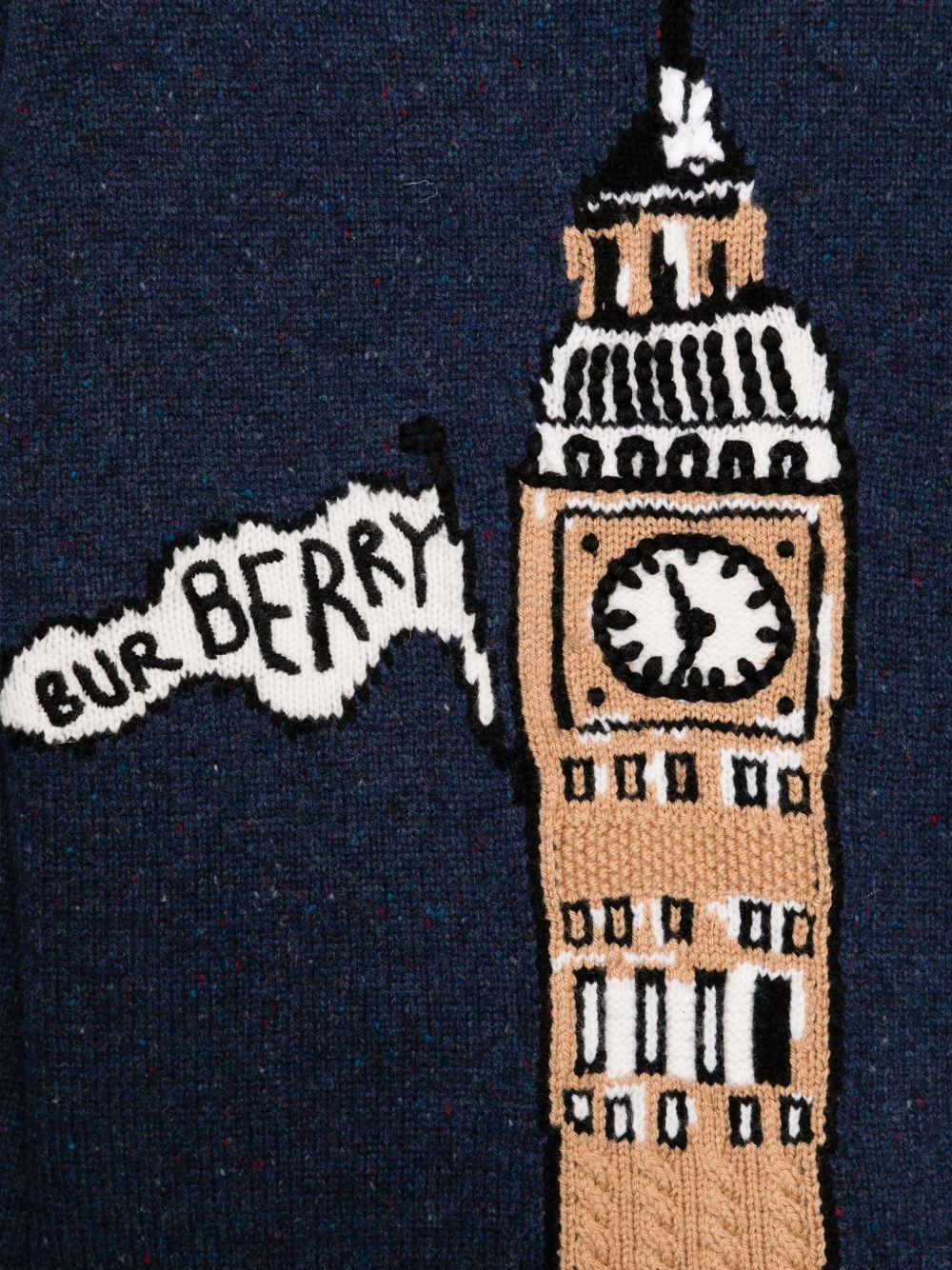 Maglione per bambino Burberry Kids blu con grafica Big Ben - Rubino Kids