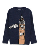 Maglione per bambino Burberry Kids blu con grafica Big Ben - Rubino Kids