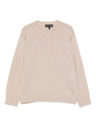 Maglione per bambino Emporio Armani Kids beige con logo in rilievo - Rubino Kids