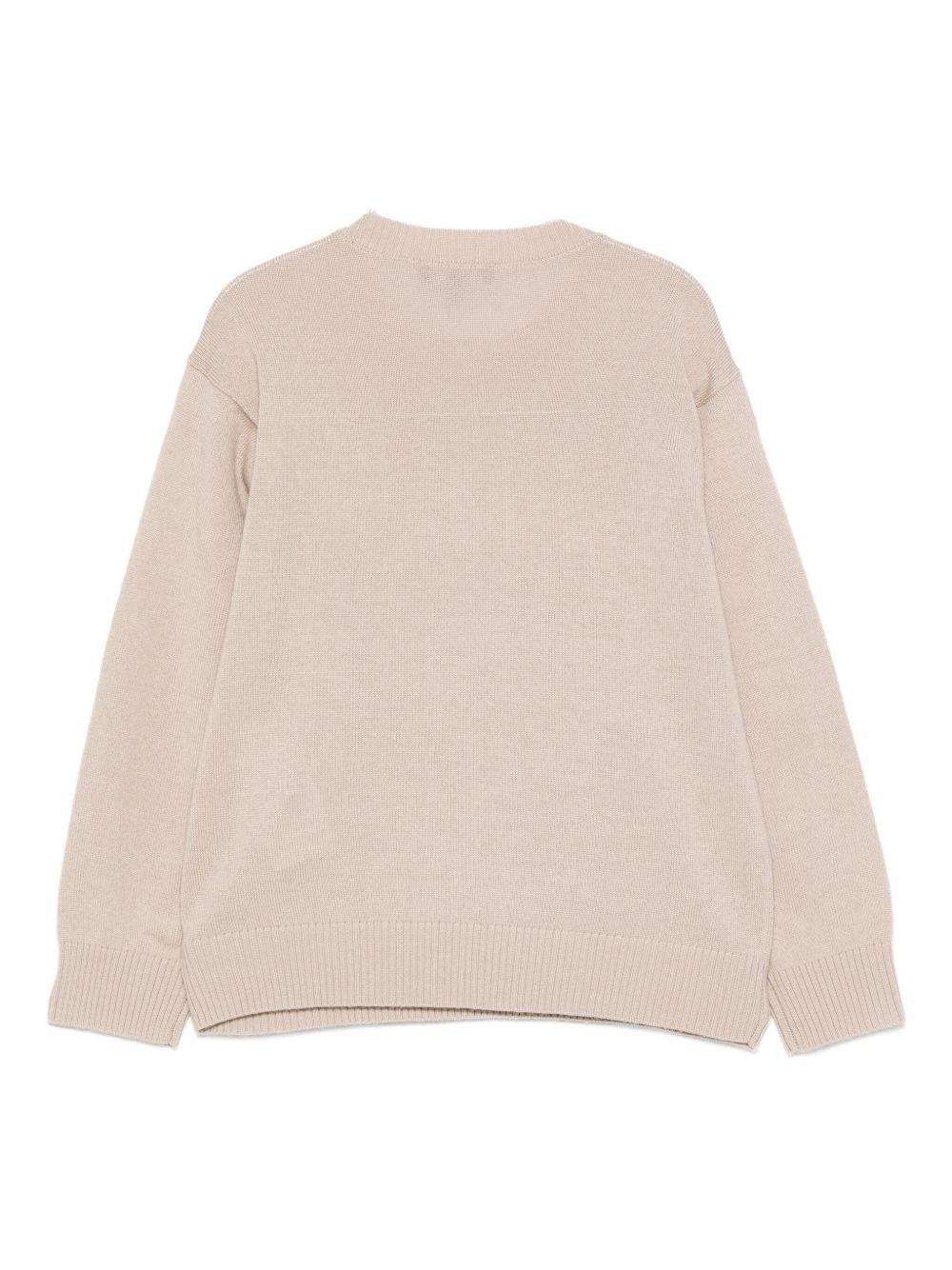 Emporio Armani Kids beige sweater with embossed EMPORIO ARMANI